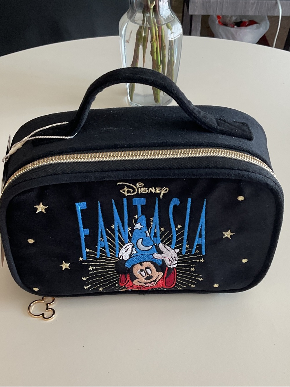 Disney Black and Blue Fantasia Mickey velvet Embroidered Train Case